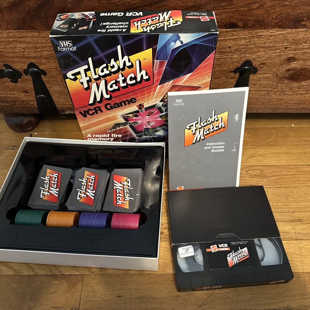 Flash Match VCR Game, Cards Vintage 1986 Mattel